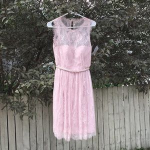 {Hitherto}NWOT Dusty Rose Lace Overlay Dress, Sz 6